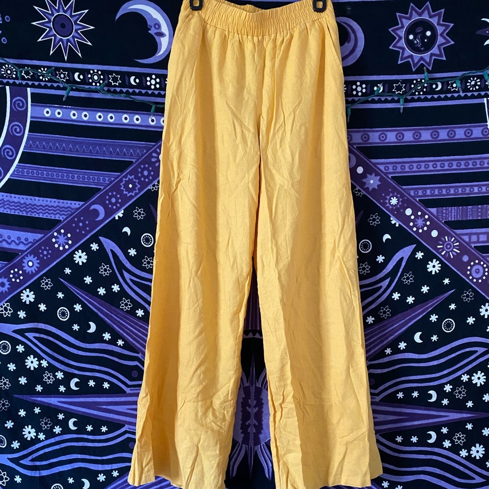 lightweight yellow palazzo pants